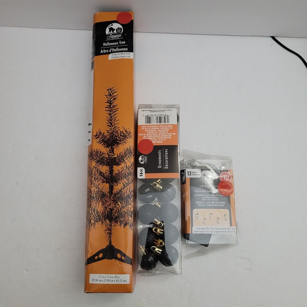 Halloween Tree Set with Lights and Ornaments